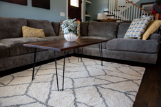 Walnut Coffee Table With Metal Legs, Modern Coffee Table, Farmhouse Coffee Table, Cocktail Table 4 small