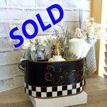 Vintage Check Towel Caddy Holder Nwt Black And White Check Vanity Organizer 1 small
