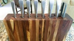 Custom Made Walnut Vertical Hand Crafted Chef's Knife Block 2 small