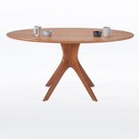 Oval Dining Table With Mid Century Modern Pedestal Base In Solid Cherry "Kapok" 4 small