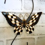 Black & White Check Patio Decor Checked Butterfly S Hook Balcony Porch Decor 2 small