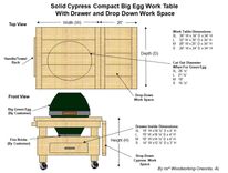 Compact Solid Cypress Bbq And Smoker Big Green Egg Work Table With Drawer And Drop Down Work Space 2 small