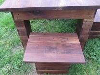 Unique Walnut Dining Set With 6 Individual Benches 2 small
