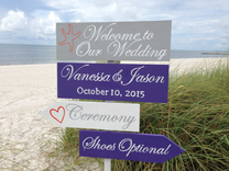 Welcome Wedding Directional Sign, Beach Ceremony Silver Decorative Sign 1 small