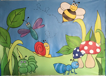 Cartoon Garden Mural On Canvas 4.5' Tall By 6'Wide 4 small