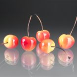 One Realistic Glass Rainier Cherry Sculpture, Hand Blown and Life-Sized 2 small