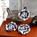 Farmhouse Flower Accents Buffalo Plaid Black And White Diy Magnets, Accents 1 small