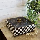 Black White Checked Decorative Box Checkerboard Decor Storage Hand Painted Check 6 small
