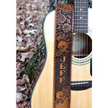 Skull And Roses Custom Leather Guitar Strap 3 small