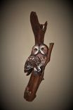 Owl On Driftwood Wood Carving 3 small