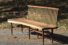Live Edge Walnut Spindle Back Bench 1 small