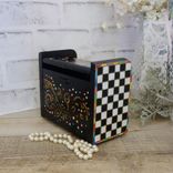 Hand Painted Whimsy Recipe Box Vintage Checks Decorative Box Checked Decor 2 small