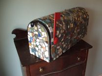 Broken China Mosaic Mailbox - Handmade Pottery Tiles 5 small