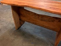 Table Or Bench In Cherry Tree Slab With Bookend Top And Flames And Live Edges 5 small