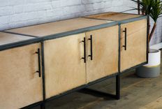 Leather Sideboard, Cowhide Media Console, Rawhide Credenza, Rustic Buffet 3 small