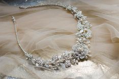 Heirloom-Quality Wedding Tiara | Silver Lace & Pearl Bridal Headpiece 5 small
