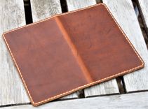 Handmade Cover For Field Notes Card Wallet Scribo Thoroughbred Leather Sunset Oil Tan Cream 4 small
