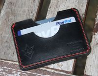 Handmade Leather Parvus Wallet Black Chromexcel Red W/ Money Band 1 small