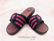 Custom Crystallized Adidas Slides Flip Flops Flats Shoes Summer Bling European Crystals Bedazzled 4 small