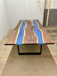 Double River Epoxy Dining Table With U-Shaped Legs 30" X 60" 1 small
