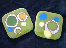 Fused Glass Coasters (2) - Seeds Of Conversation 4 small