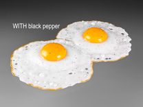 Hand Blown Glass Sunny-Side-Up Fried Egg, Attached Pair 2 small