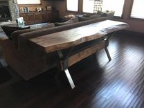 Live Edge Walnut Sofa Table Over Hot Rolled Steel 1 small