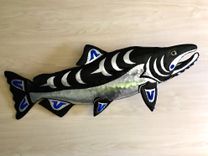 Chinook Salmon Sculpture - Aluminum Metal Fish Tribal Wall Art 2 small