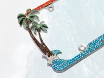 Tropical Beach European Crystal License Plate Frame Bedazzled Car Bling Crystallized Palm Trees 5 small