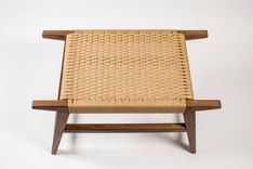 Walnut Or Maple Bench With Danish Paper Cord Seat 5 small