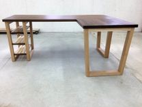 Maple And Walnut Desk With Open Shelving And Repositionable Return 5 small