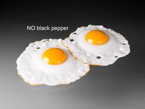 Hand Blown Glass Sunny-Side-Up Fried Egg, Attached Pair 5 small