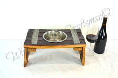 Wine Barrel Elevated Dog Food And Water Bowl Stand - Guigna - Made From Retired Barrels 1 small