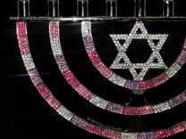 Crystallized Menorah Hanukkah Jewish Bling Holiday Decor Genuine European Crystals Bedazzled 2 small