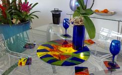 Fused Glass Charger - Ulu Pua 2 small