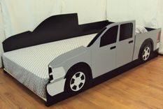 Pickup Truck Twin Kids Bed Frame - Handcrafted - Truck Themed Children's Bedroom Furniture 3 small