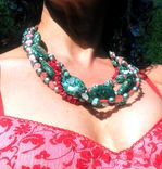 Multi Strand Teal And Red Coral Necklace Set 2 small
