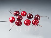 One Realistic Glass Bing Cherry Sculpture, Hand Blown and Life-Sized 2 small