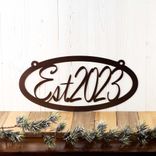 Custom Hanging Oval Metal Family Established Year Sign 1 small
