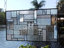 Traditional Geometric Patchwork Quilt Stained Glass Transom, Peach, Cinnamon, Champagne Textures 3 small