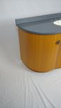 Custom African Anigre Curved Vanity With Solid Surface Sink And Counter Top 5 small