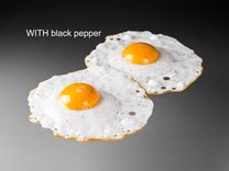 Hand Blown Glass Sunny-Side-Up Fried Egg, Attached Pair 3 small