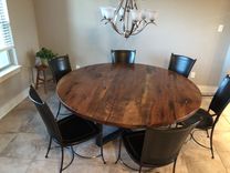 Round Pecan Dining Table 3 small