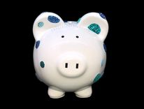 Blue Polka Dot Crystallized Piggy Bank Boys Newborn Bling European Crystals 5 small