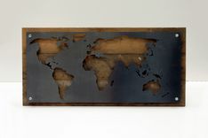 Reclaimed Wood And Metal World Map Wall Art 1 small