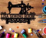 Sewing Machine Seamstress Gift Metal Wall Sign - Quilter Craft Room Decor 8 small