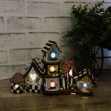 Whimsy Check Decor Night Light Lamp Hand Painted Whimsical Checked Birdhouse 2 small