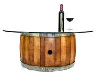 Wine Barrel Coffee Table - Zebra - With Offset Staves Made From A Retired Napa Wine Barrels 4 small