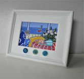 Original Framed Acrylic Cat Painting, 9 1/2" X 7 1/2" 2 small