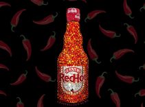 Crystallized Frank's Red Hot Bottle Condiment Hot Wings Kitchen Bling European Crystals Bedazzled 1 small